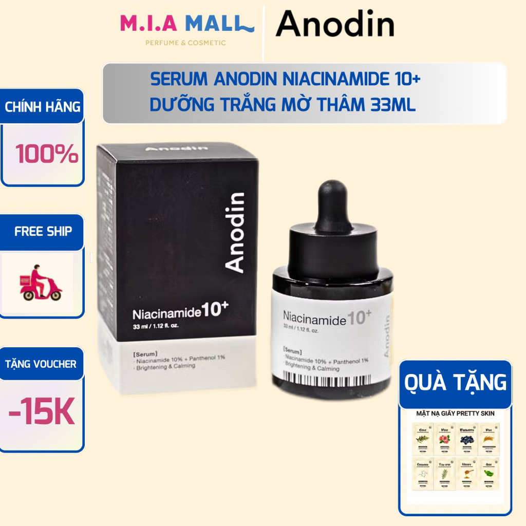 Serum Niacinamide Anodin 10%+ 33ml Dưỡng Sáng Da Mờ Thâm Phục Hồi Da Chính Hãng