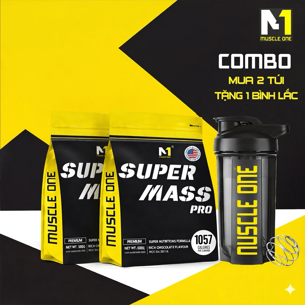 Combo 2 Túi Sữa Tăng Cân Super Mass Gainer Pro + Tặng Quà Bình Nước
