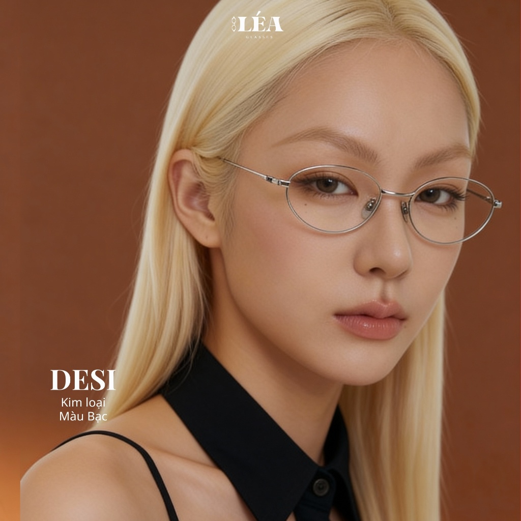 Kính mắt kim loại chuyên lắp cận LÉAGLASSES kính DESI cao cấp Bayonetta Y2K Oval Vintage HOT TREND | BigBuy360 - bigbuy360.vn