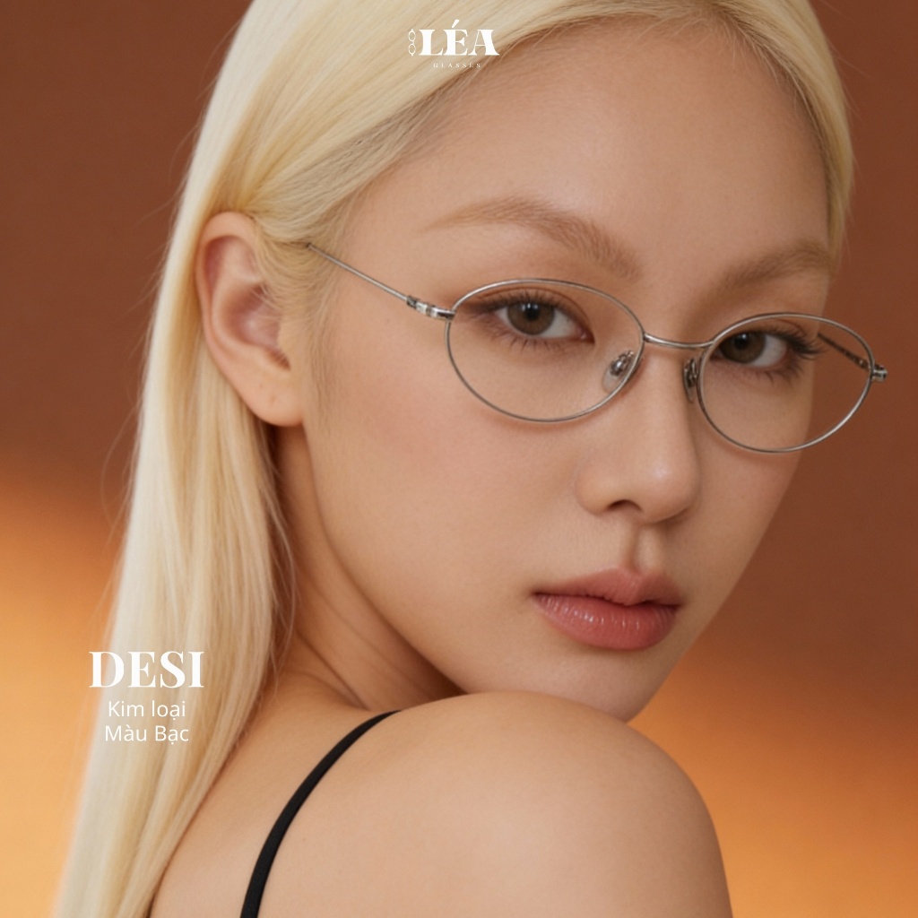 Kính mắt kim loại chuyên lắp cận LÉAGLASSES kính DESI cao cấp Bayonetta Y2K Oval Vintage HOT TREND | BigBuy360 - bigbuy360.vn