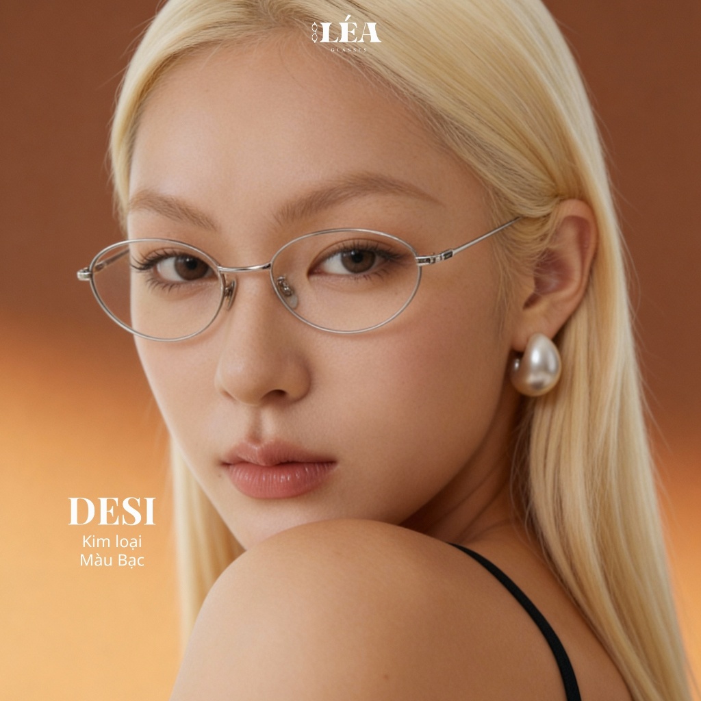 Kính mắt kim loại chuyên lắp cận LÉAGLASSES kính DESI cao cấp Bayonetta Y2K Oval Vintage HOT TREND | BigBuy360 - bigbuy360.vn