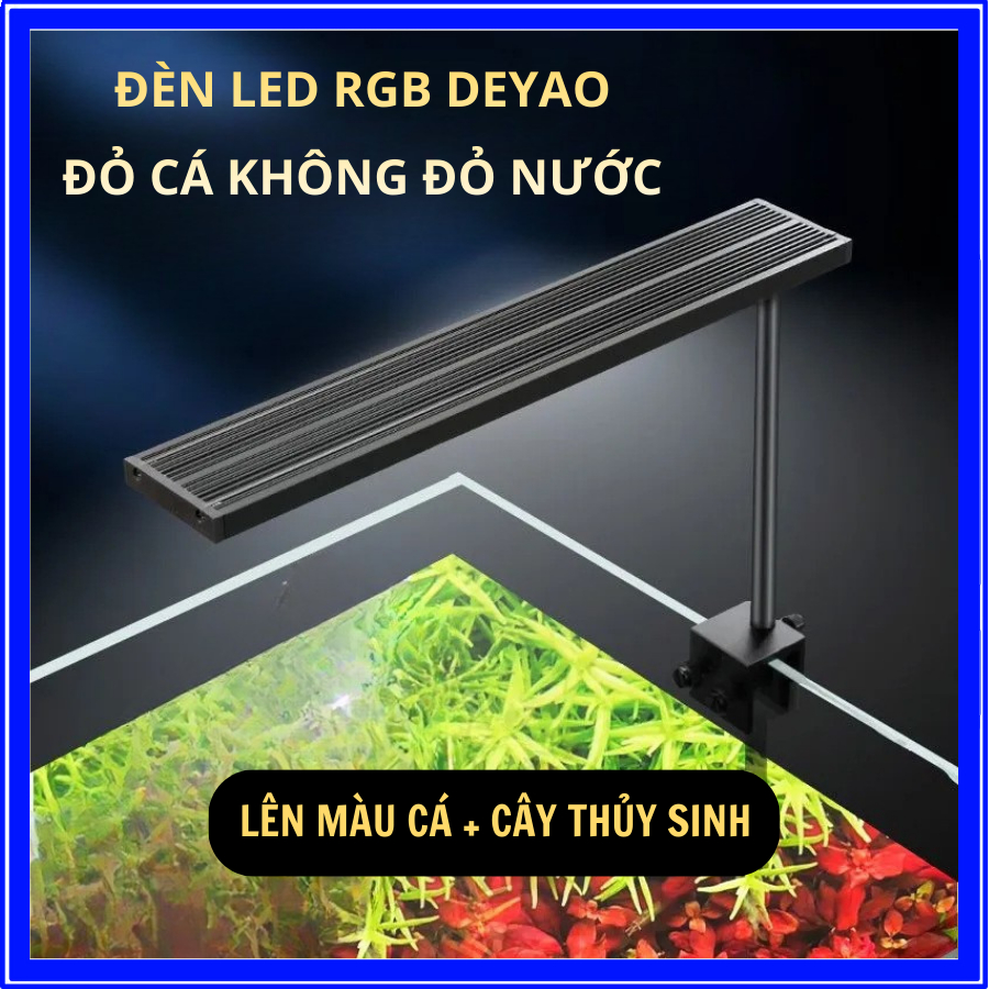 Đèn Led Kẹp Hồ Cá DEYAO RGB - Đèn Kẹp Một Bên Thành Bể Xoay 360° Hợp Kim Nhôm Lên Màu Cây, Đỏ Cá
