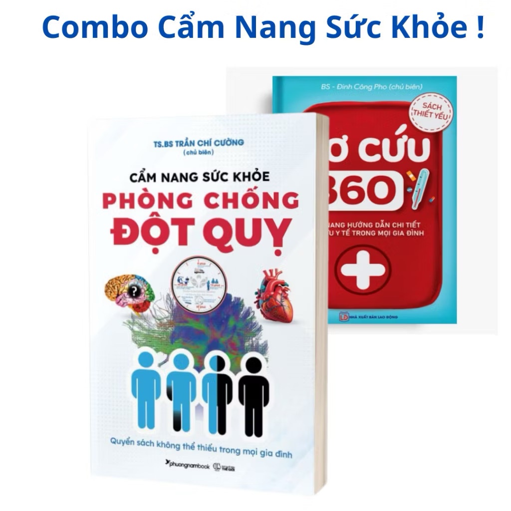 Sách- Combo 2 cuốn Sơ Cứu 360 Và Cẩm Nang Sức Khỏe Phòng Chống Đột Quỵ