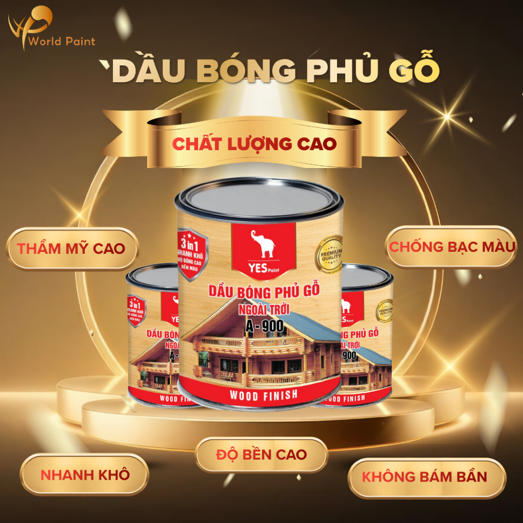 Dầu Bóng Cao Cấp Phủ Gỗ Ngoài Trời A-900 Yes Paint Sơn Bóng Gỗ, Sơn Bóng Nhựa, Sơn Phủ Bóng ( 800gr)