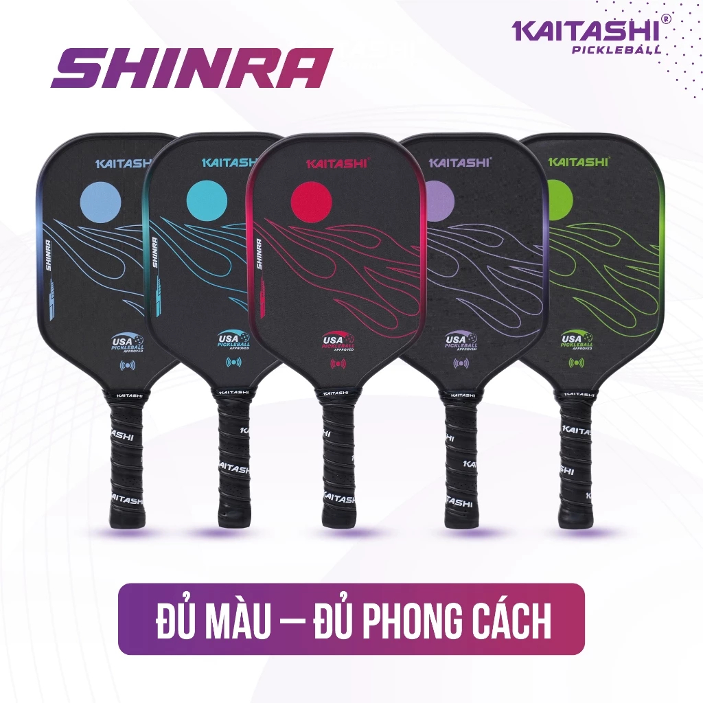 VỢT PICKLEBALL CHÍNH HÃNG KAITASHI SHINRA 16mm - Full Box mới nhất 2025 mặt vợt siêu nhám