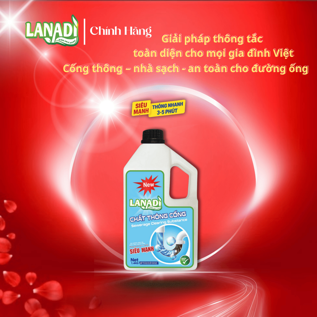 Dung Dịch Thông Cống Lanadi Siêu Mạnh Hoá Lỏng Các Loại Cặn Bẩn Hữu Cơ Trong Đường Ống
