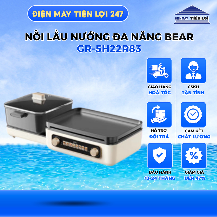 Nồi lẩu nướng đa năng Bear GR-5H22R83 (Bản Quốc Tế)