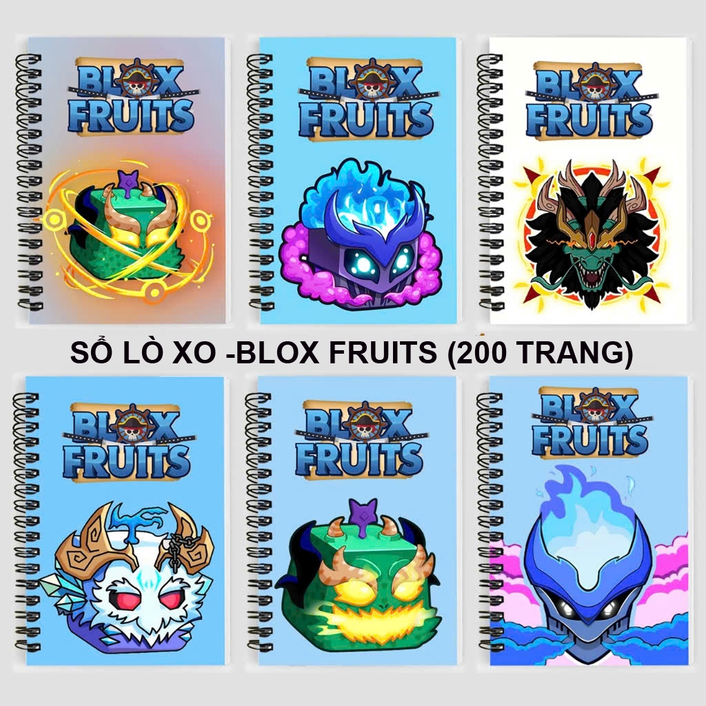 Sổ lò xo anime Blox Fruits -200 trang giấy, khổ a5, a6, nhiều mẫu