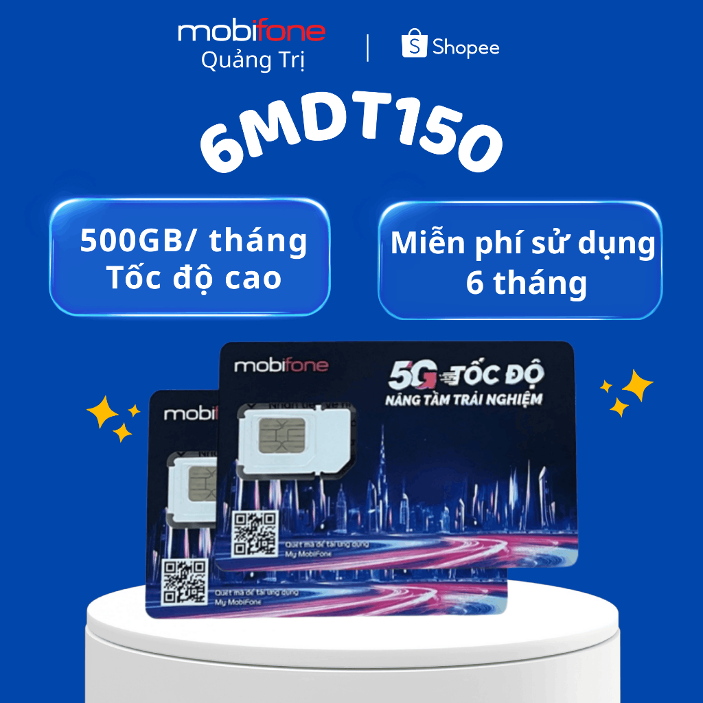 SIM MOBIFONE 5G-6MDT150 TRỌN GÓI 6 THÁNG (500GB/THÁNG)
