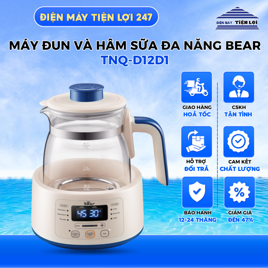Máy hâm sữa Bear TNQ-D12D1 - Bảo hành 18 tháng và sử dụng 30 ngày có lỗi đổi mới