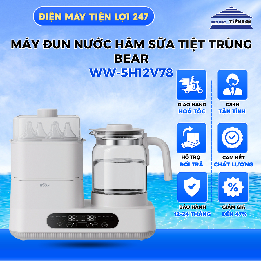 Máy đun nước và hâm sữa tiệt trùng Bear WW-5H12V78 (Bản Quốc Tế)