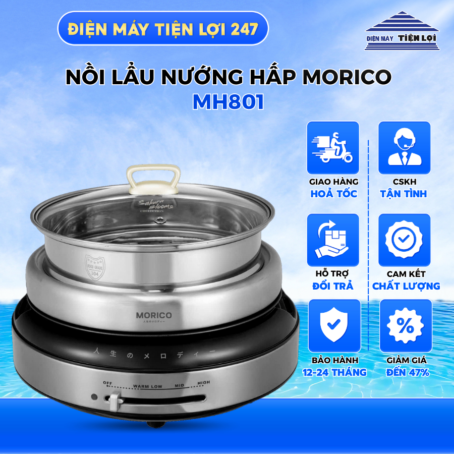 Nồi lẩu nướng hấp MORICO MH801