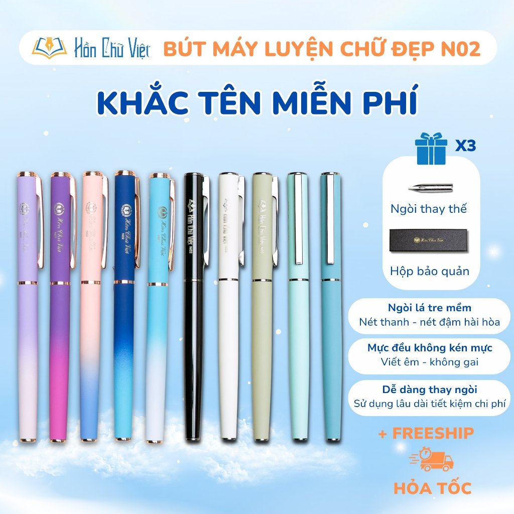 Bút luyện chữ đẹp Hồn Chữ Việt N02, ngòi lá tre mềm dễ dàng tạo nét thanh đậm, bút mực, bút máy