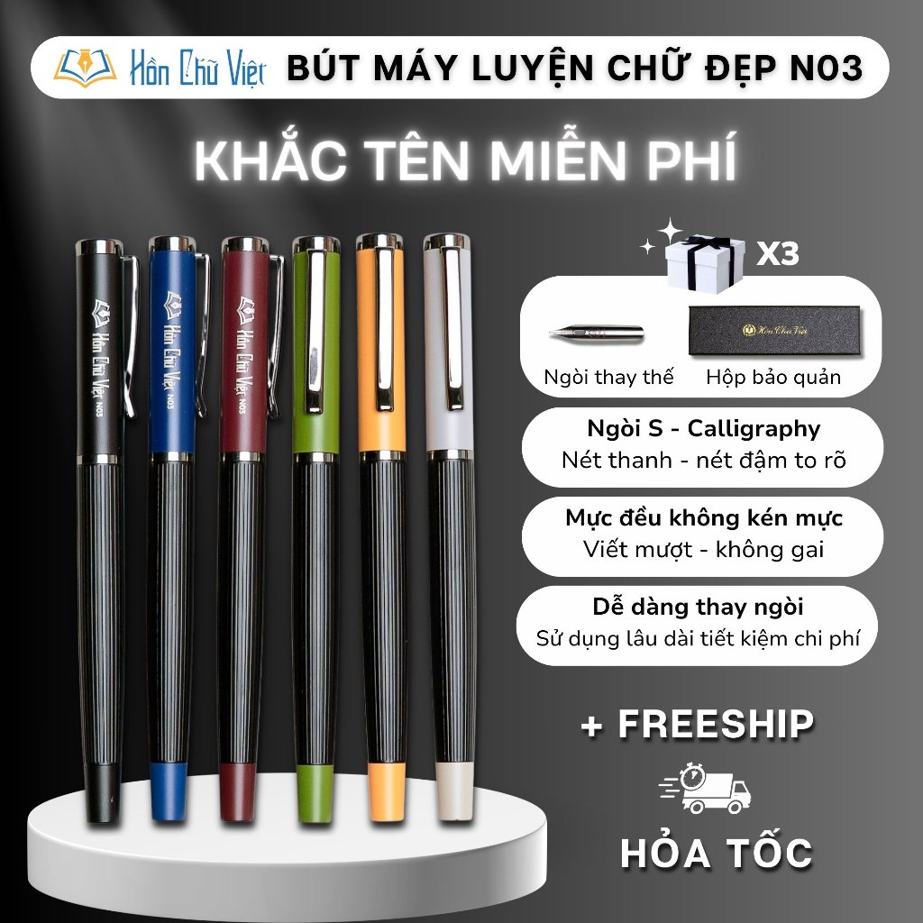Bút luyện chữ đẹp Hồn Chữ Việt N03, ngòi lá tre to nét thanh nét đậm, bút mực, bút máy, Calligraphy