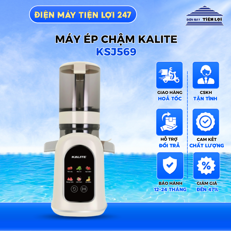 Máy ép chậm Kalite KSJ569 ép kiệt bã 99% không sinh nhiệt tích hợp làm kem