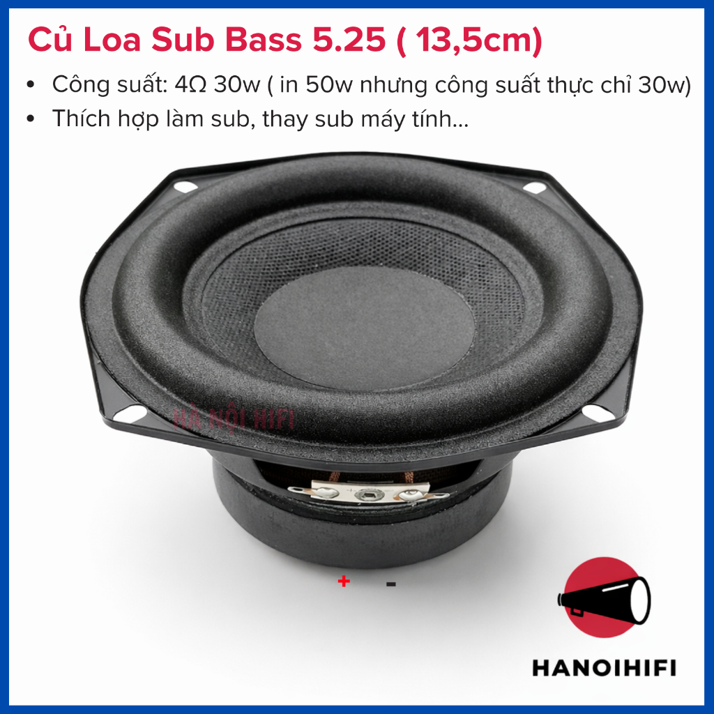 Củ loa Sub Bass L-G 5.25 inch 4ohm 30W max 50W, có thể thay thế sub máy tính