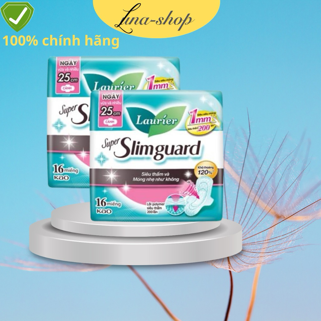 BĂNG VỆ SINH LAURIER SLIMGUARD NGÀY NHIỀU 25CM 16 Miếng