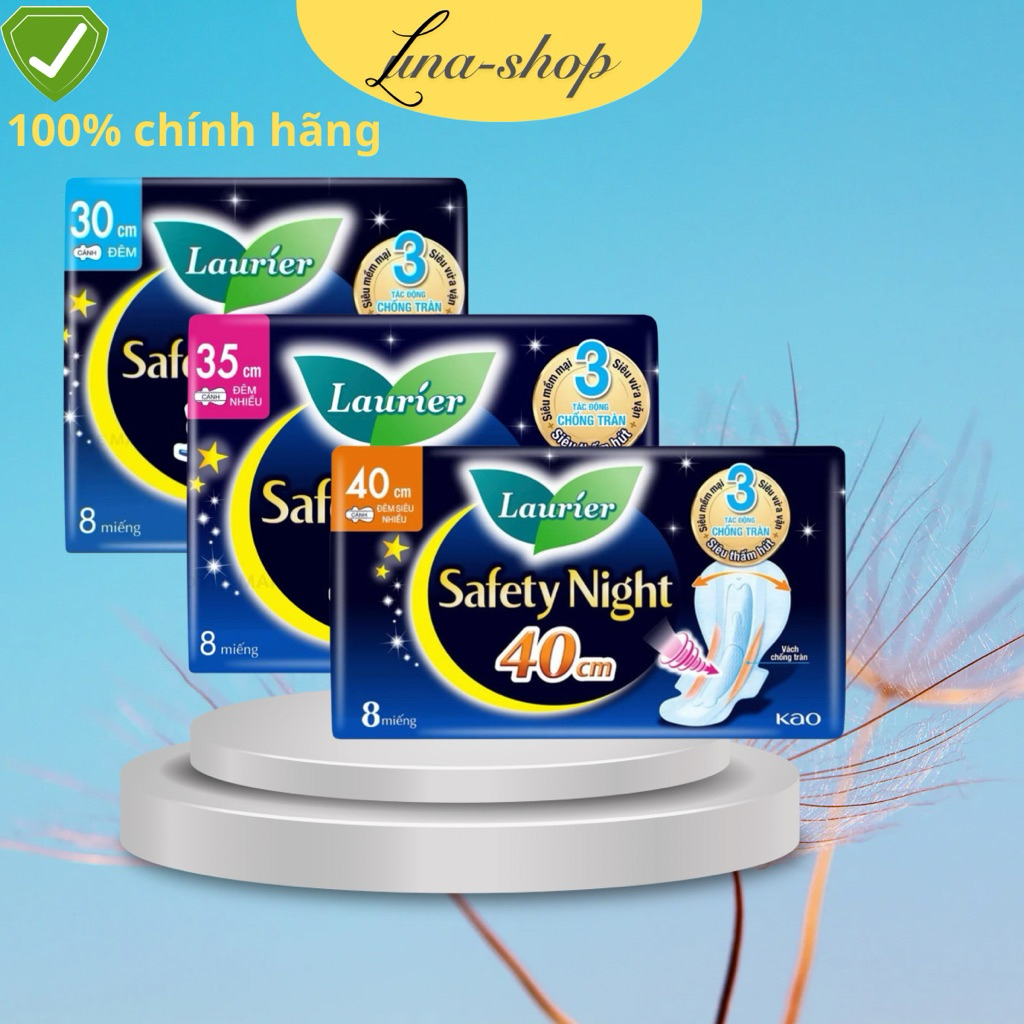 Băng vệ sinh ban đêm Laurier chống tràn, siêu thấm hút 30cm/ 35cm/ 40cm 8 Miếng