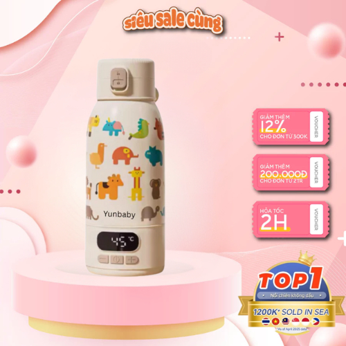 Bình đun nước pha sữa cầm tay YunBaby - F18Y (Giữ Nhiệt - Tiệt trùng - Hâm sữa), bảo hành 3 năm