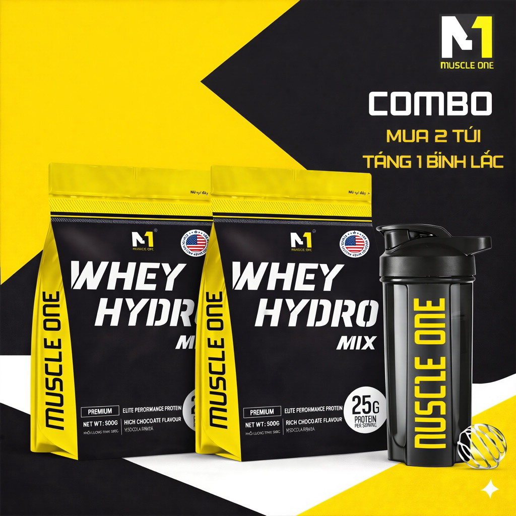 Combo 2 Túi Whey Hydro Mix 500G Tặng Bình Nước