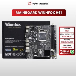 Mainboard Winnfox H61 Chipset Intel H61 - Hỗ Trợ CPU Intel Thế Hệ 2 & 3 - Full VAT - Bảo Hành 2 Năm