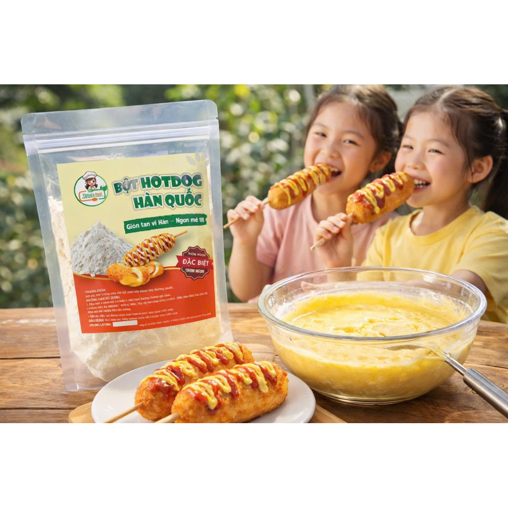 Bột Hotdog Hàn Quốc Trộn Sẵn | Vỏ Giòn Xốp – Dễ Làm - Gói 500g / 1kg - Chiên Hotdog, Phô Mai Que
