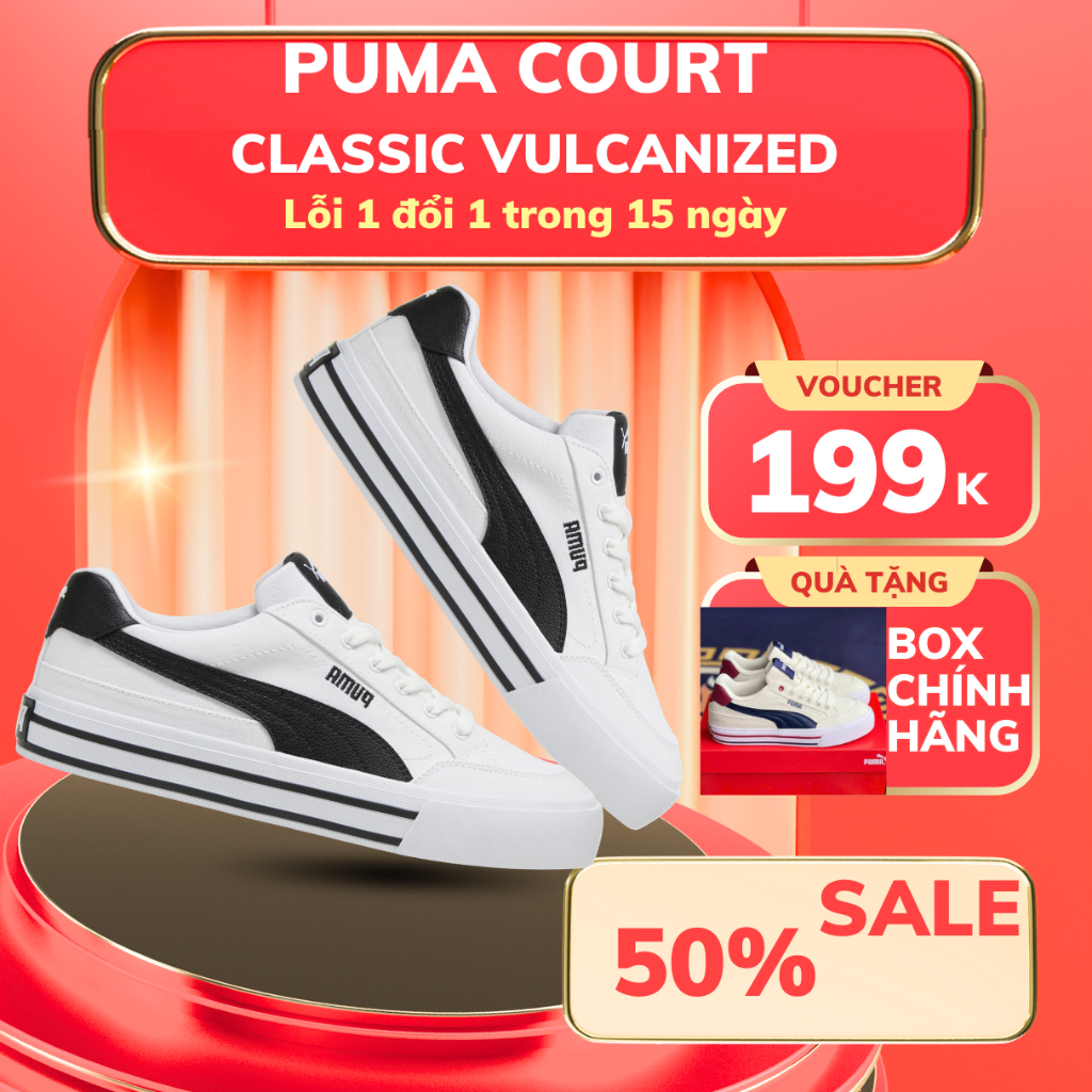 [𝙎𝘼𝙇𝙀 CHÍNH HÃNG] Giày Puma Court Classic Vulcanized AUTHENTIC - Form Đẹp, Phong cách - BAO KIỂM