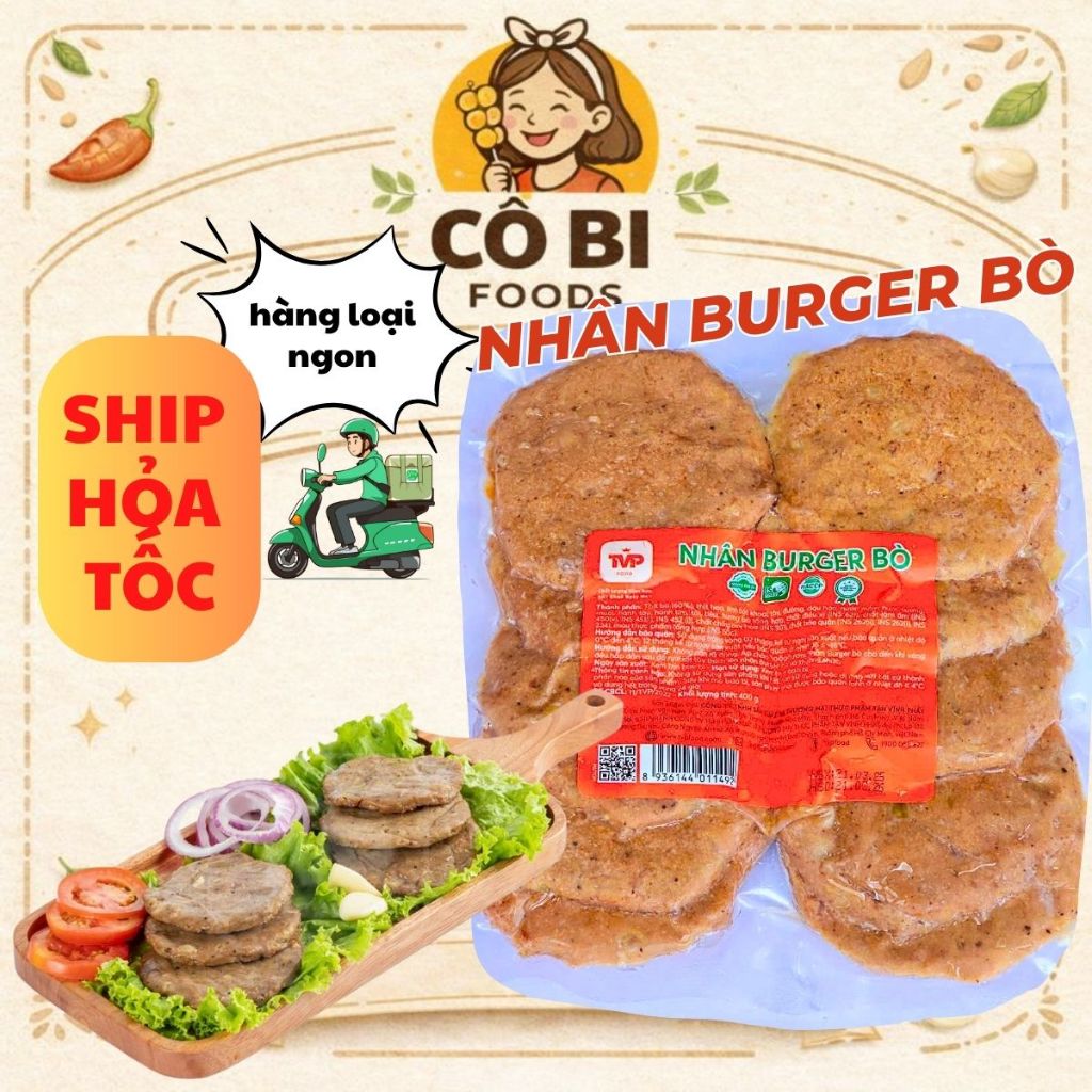 Hamberger Nhân Burger bò TVP loại ngon-làm nhân thịt burger, nhân bánh các loại bánh