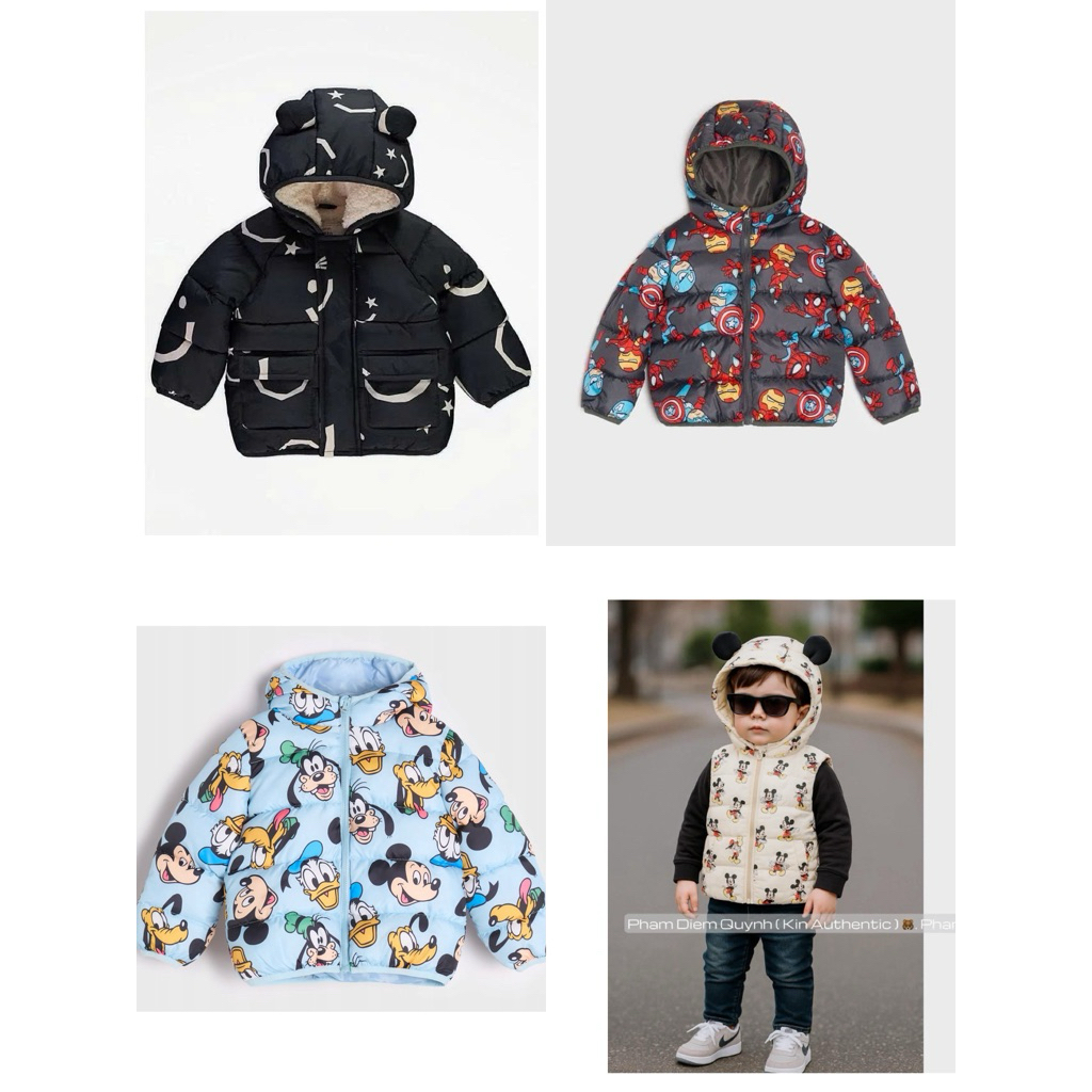 [Auth]- Áo khoác phao mickey bé trai bé gái săn sale  Sinsay Ba Lan