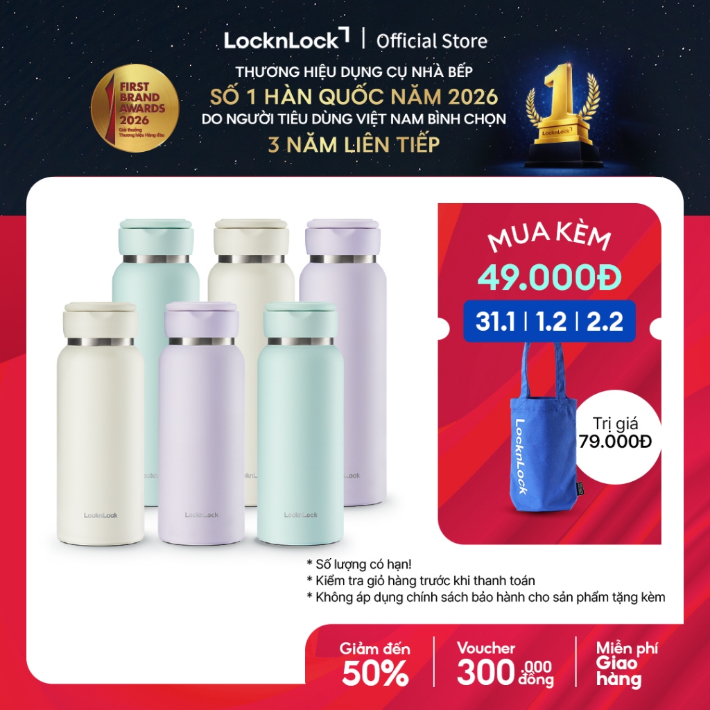 Bình giữ nhiệt Lock&Lock Sling Ring Tumbler 650ml / 800ml - LHC4321-22 và Sling Ring Nature Tumbler 