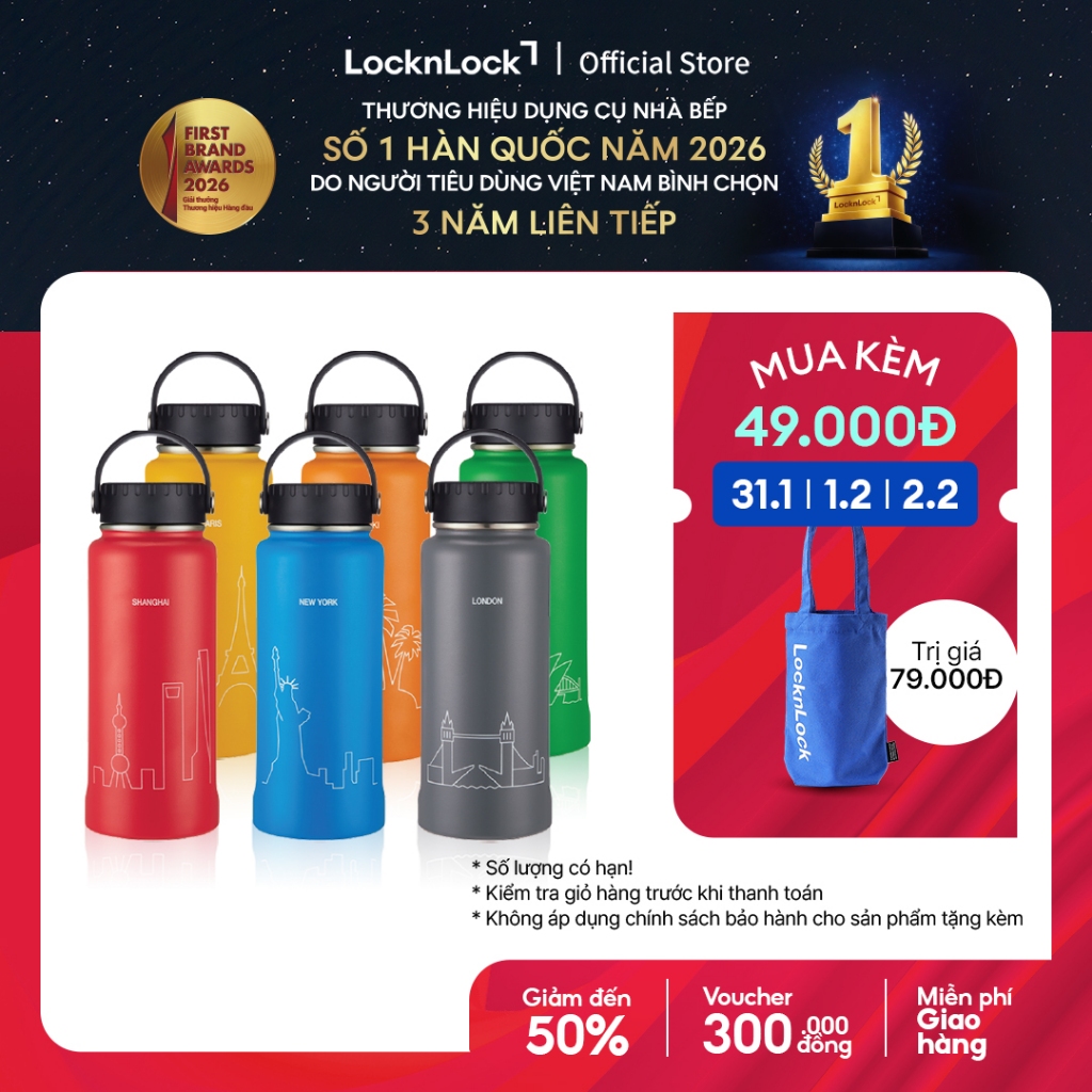 Bình giữ nhiệt Lock&Lock bằng thép không gỉ RigaTumbler 897ml LHC4160 (6 màu)