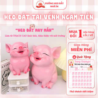 (SIZE NHỠ- SIZE TO) Heo đất tiết kiệm, Lợn đất HOT 3D TAI VỂNH NGẬM TIỀN, Ống tiết kiệm tiền - HEO ĐẤT NHÀ ỈN