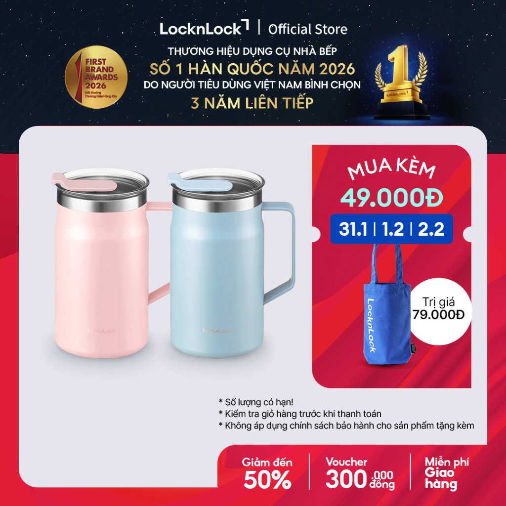 Cốc giữ nhiệt Lock&Lock Metro Table Mug 600ml LHC4282 (2 màu)