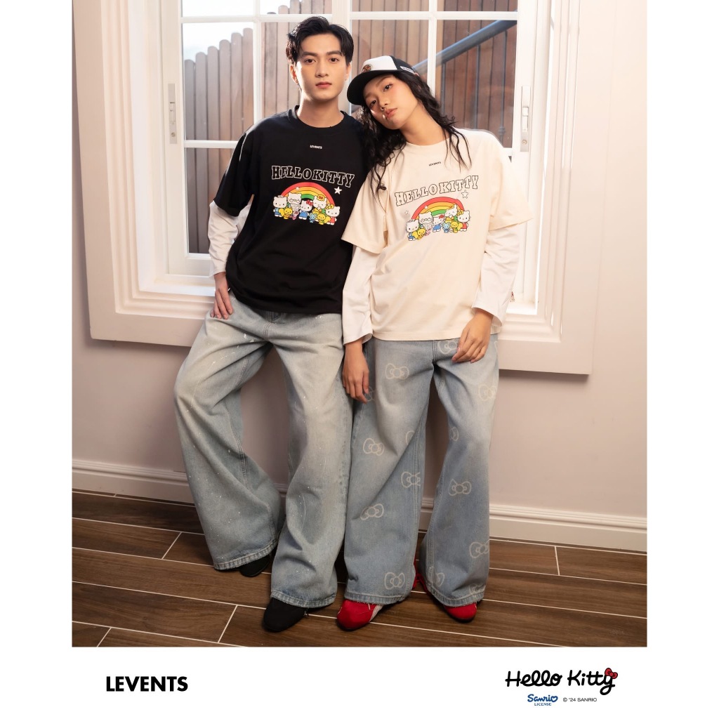 𝐋𝐄𝐕𝐄𝐍𝐓𝐒 𝐱 𝐇𝐄𝐋𝐋𝐎𝐊𝐈𝐓𝐓𝐘 | Rainbow Semi-Oversized Tee / 2 Color