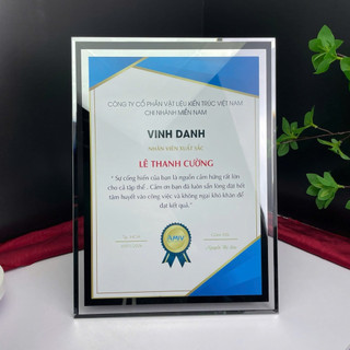 Khung bằng khen A4 KÍNH TRÀN đẹp sang trọng - để bàn kèm treo tường - Có ship Hỏa Tốc