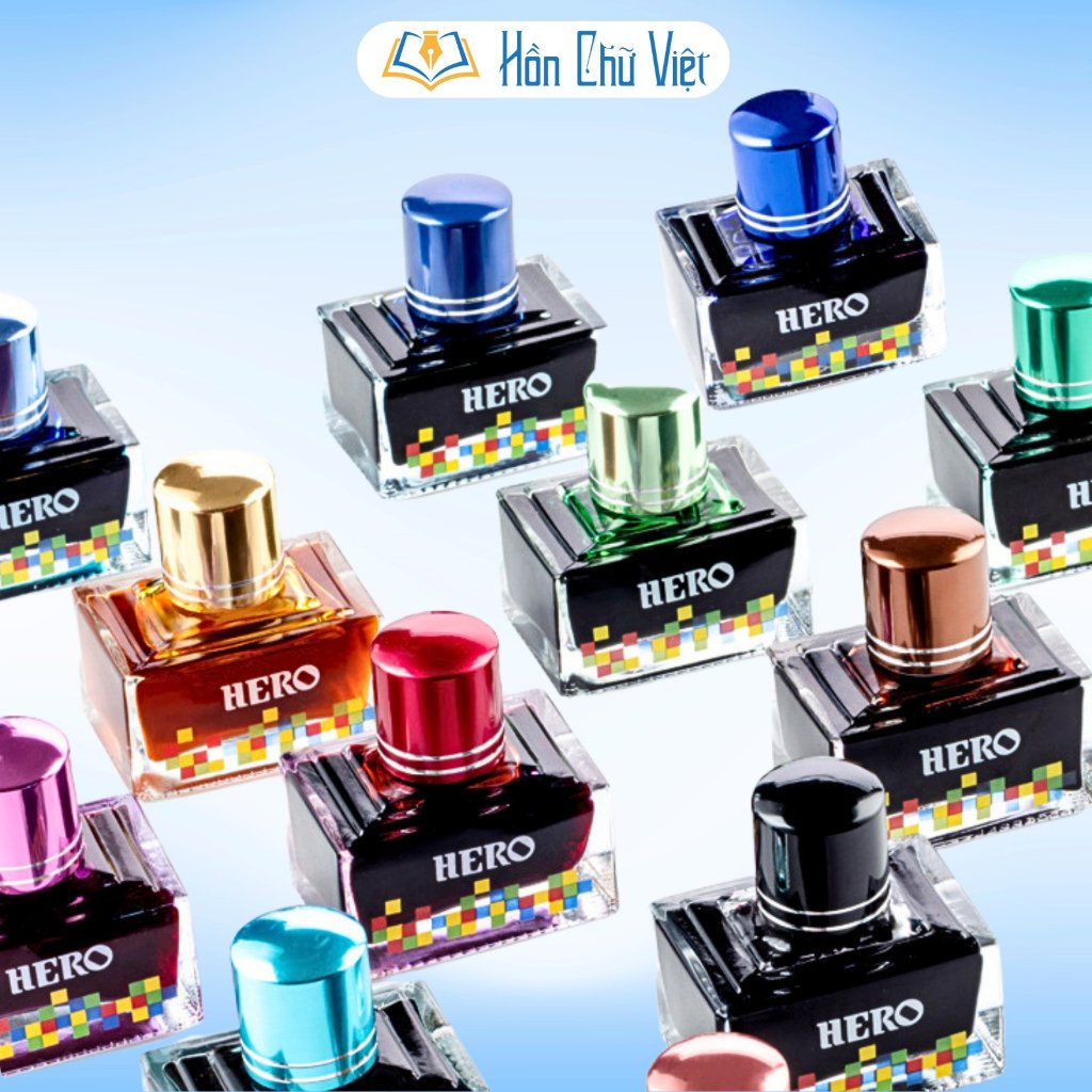 Mực chuyên dụng bút máy Hero không bay màu không lắng cặn lọ 40ml