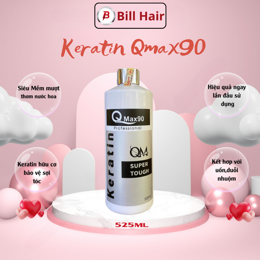 Keratin Qmax90, Keratin phục hồi tóc cháy, tóc nhũn, tóc bông xù hư tổn nặng chai 525ml