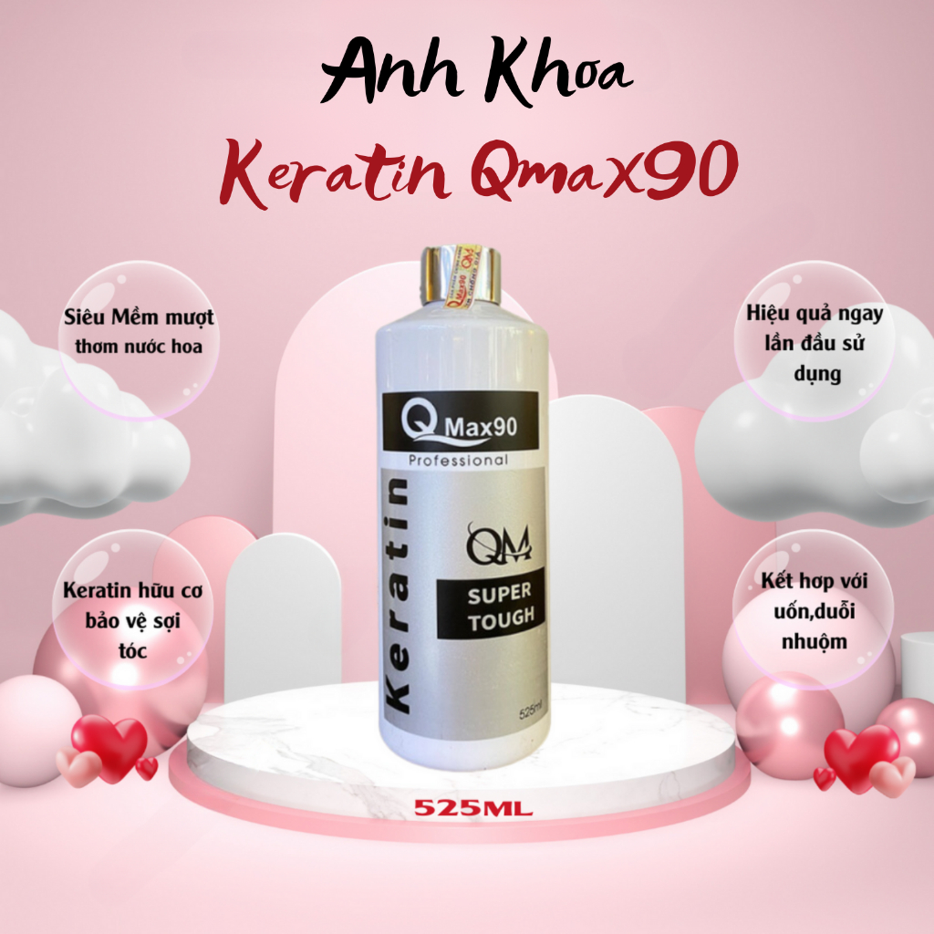 Keratin Qmax90, Keratin phục hồi tóc cháy, tóc nhũn, tóc bông xù, tóc hư tổn nặng chai 525ml