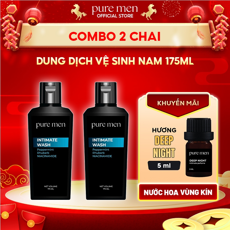 [COMBO 2] Dung Dịch Vệ Sinh Nam, DDVS Nam Pure Men Làm Sạch, Khử Mùi, Hương Nước Hoa, Intimate Wash (175ml)