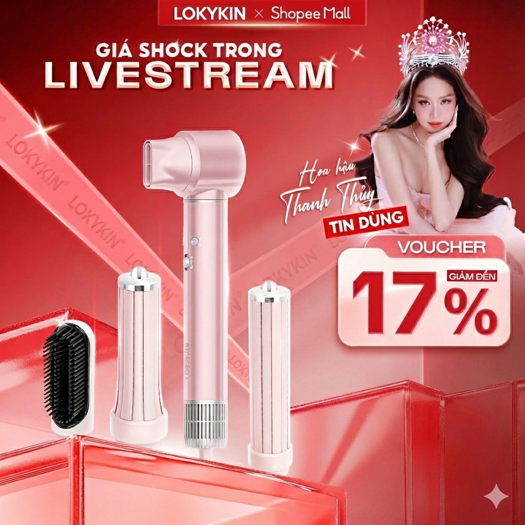 Máy Sấy Tóc Tạo Kiểu Lokykin Fitz 5in1 Phồng Và Mượt Tóc Công Nghệ Ion Âm Giảm Hư Tổn
