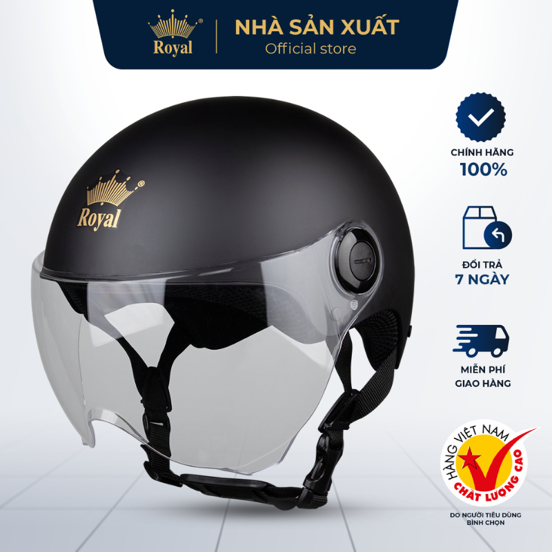 Royal Mũ Bảo Hiểm Chính Hãng M162K Có Kính Nam Nữ, Nón Bảo Hiểm Royal  Chính Hãng Bảo Hành 12 Tháng