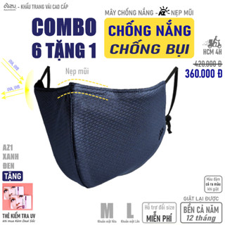 Khẩu trang vải chống nắng 3 lớp chống Tia UV và chống Bụi Mịn màu Xanh Đen có Nẹp Mũi Azumikichi AZ1