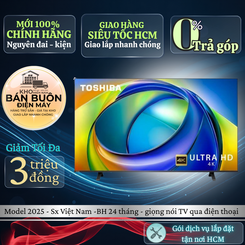 43C350RP Smart Tivi Toshiba AI 4K 43 inch Mẫu mới 2025, điều khiển giọng nói 43C350RP