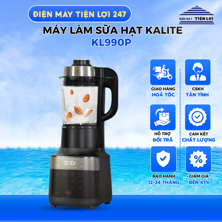 Máy làm sữa hạt KALITE KL990P xay nhuyễn chống ồn 14in1