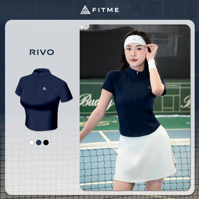 [SALE UPTO 70%] Áo tennis pickleball nữ Fitme RIVO EA halfzip tay ngắn chống nắng ôm body tôn dáng AHZN01