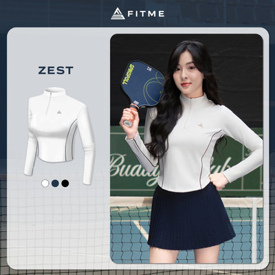 [SALE UPTO 70%] Áo tennis pickleball nữ Fitme ZEST EA halfzip tay dài chống nắng ôm body AHZD01