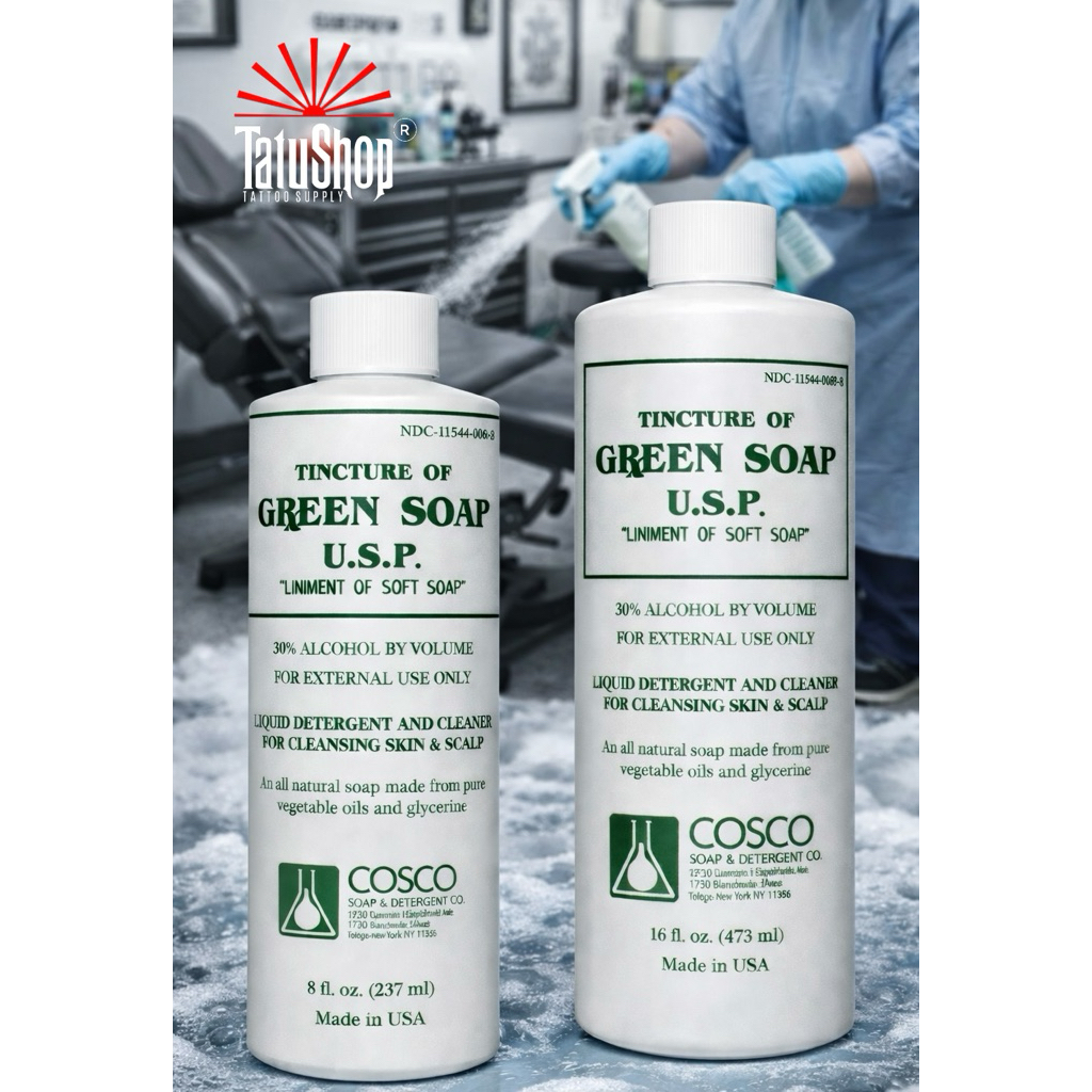 Nước vệ sinh hình xăm Green Soap Cosco - DATE 2/2028
