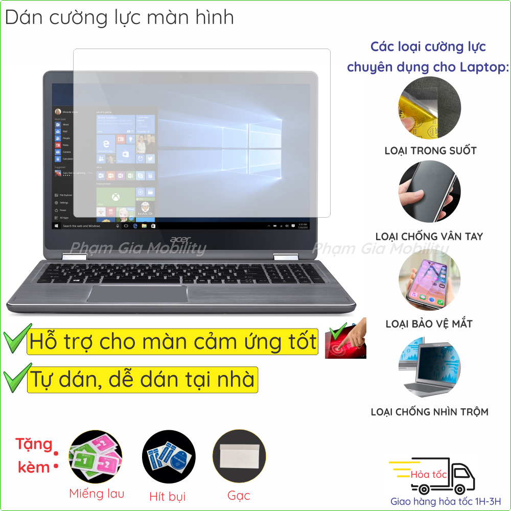 Dán màn hình cường lực cho Acer Aspire R15 R 15 R5 571TG/ 7 A715 76G/ A715 42G R05G R5 15.6" nano dẻ