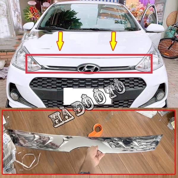 Ốp Viền Nắp Ca Pô i10 2014 2015 2016 2017 2018 2019 2020 2021 ( Bản Hatbach ) - Hyundai i10
