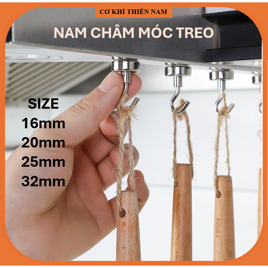 2 cái - Móc Treo Nam Châm Lực từ N35, Móc Treo Đồ Nam Châm Chịu Lực Tốt, Nam Châm Móc Treo
